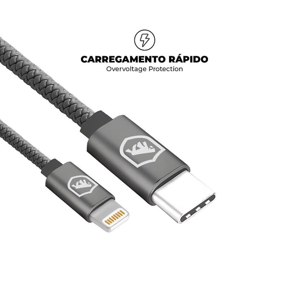 Imagem 3 de 4 do produto Cabo Symetric - Cinza - Lightning / Tipo C - 1,5m - Gshield
