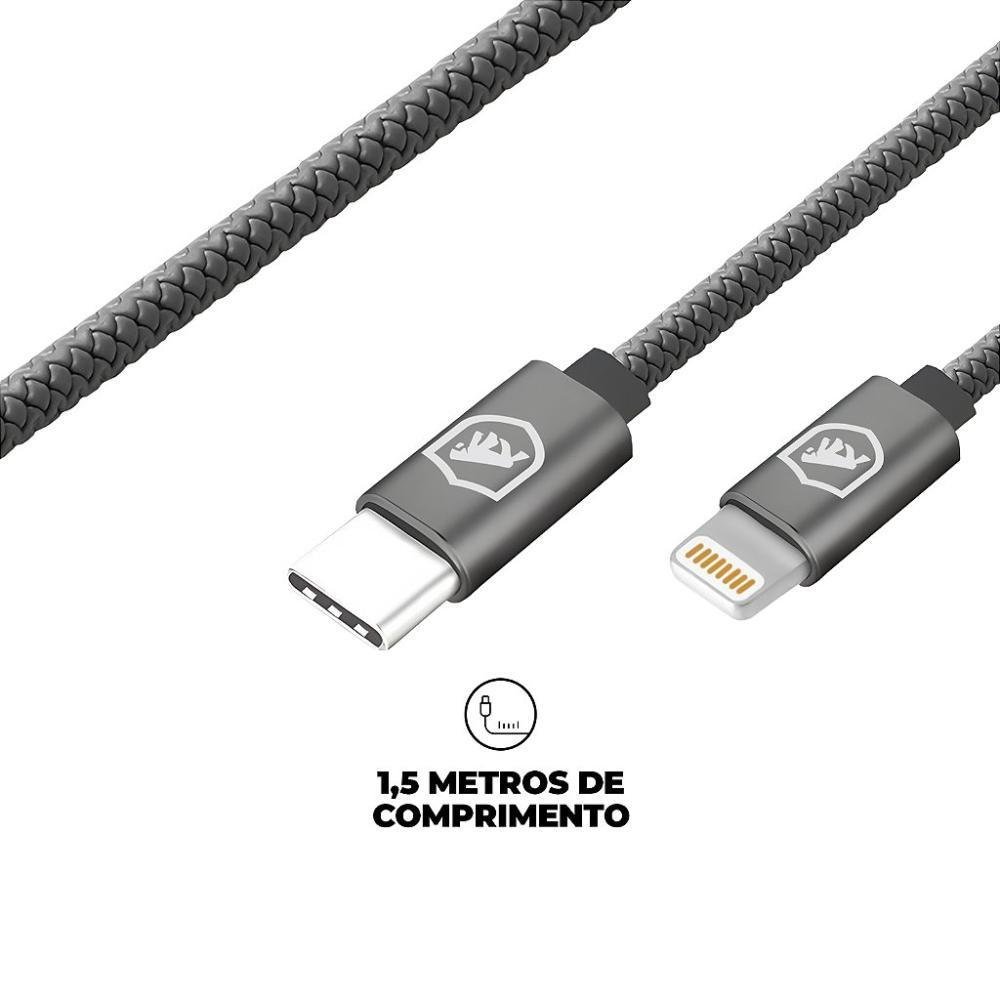 Imagem 4 de 4 do produto Cabo Symetric - Cinza - Lightning / Tipo C - 1,5m - Gshield