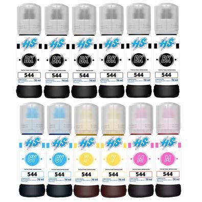 Kit 12 Refil Haddaway Store T544 70ml L3110 L3250 L3150 B Y C M