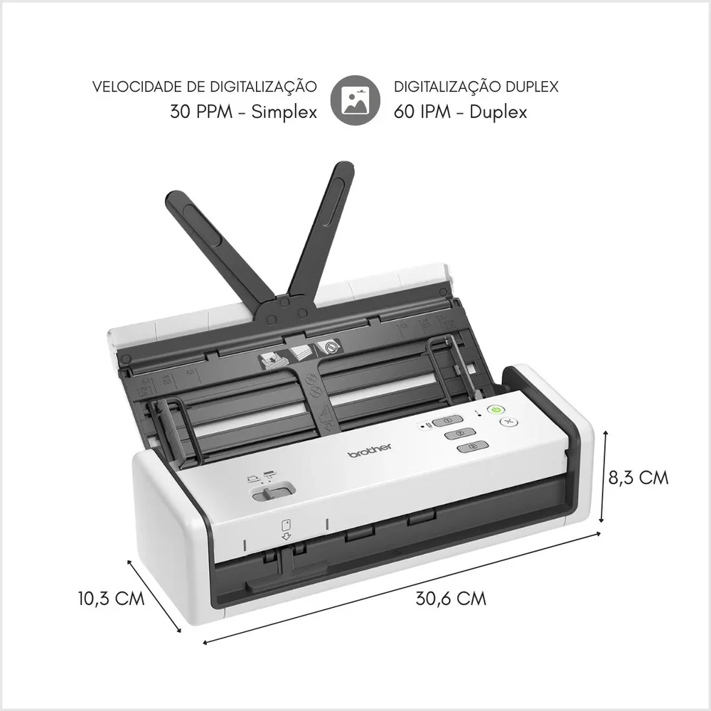 Scanner De Mesa Brother Ads-1300 Duplex Micro Usb 3.0 Bivolt - Branco Scanner De Mesa Brother Ads-1300 Duplex Micro Usb 3.0 Bivolt - Branco