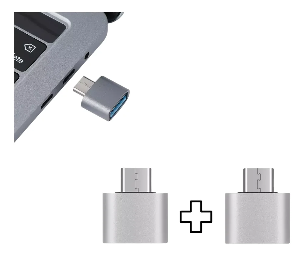 Imagem 2 de 2 do produto Par Adaptador Conversor Usb-c Tipo C Para Usb