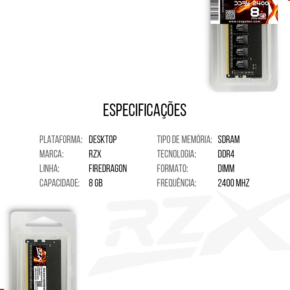 Memória Ram Gamer Rzx Firedragon Desktop 8GB KaBuM