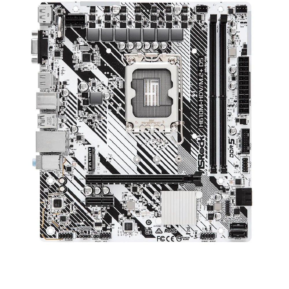 Imagem 3 de 5 do produto Placa Mãe Asrock H610m-hdv/m.2, D5,  Intel, Chipset H610,  DDR5, LGA 1700, Matx