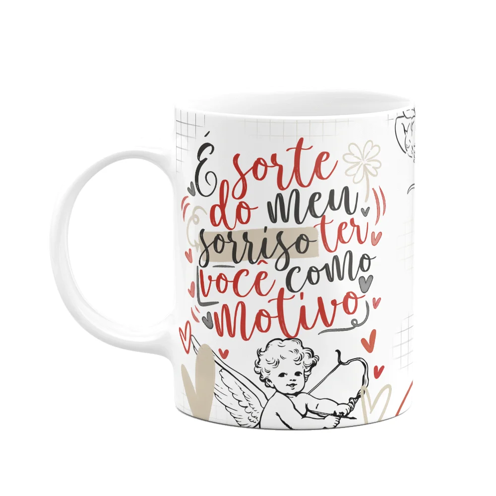 Caneca Namorados Cupid Love - É Sorte Do Meu Sorriso