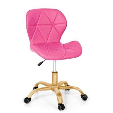 Cadeira Office Eiffel Slim Base Giratória Rosa - Dourado Matte