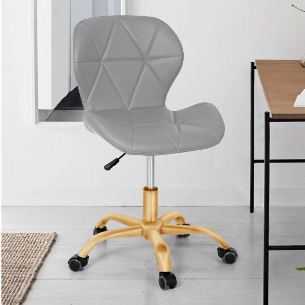 Imagem 4 de 4 do produto Cadeira Office Eiffel Slim Base Giratória Cinza - Dourado Matte