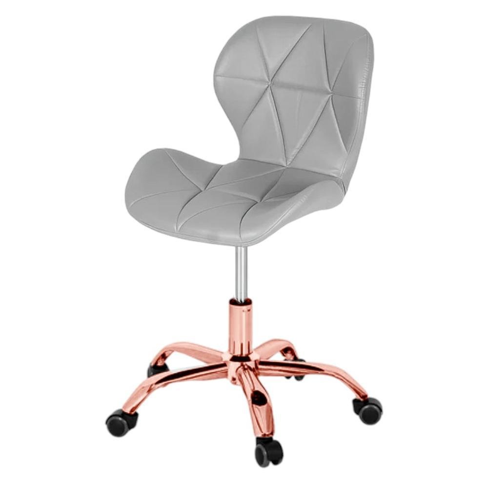 Cadeira Office Eiffel Slim Base Giratória Cinza - Rose Gold