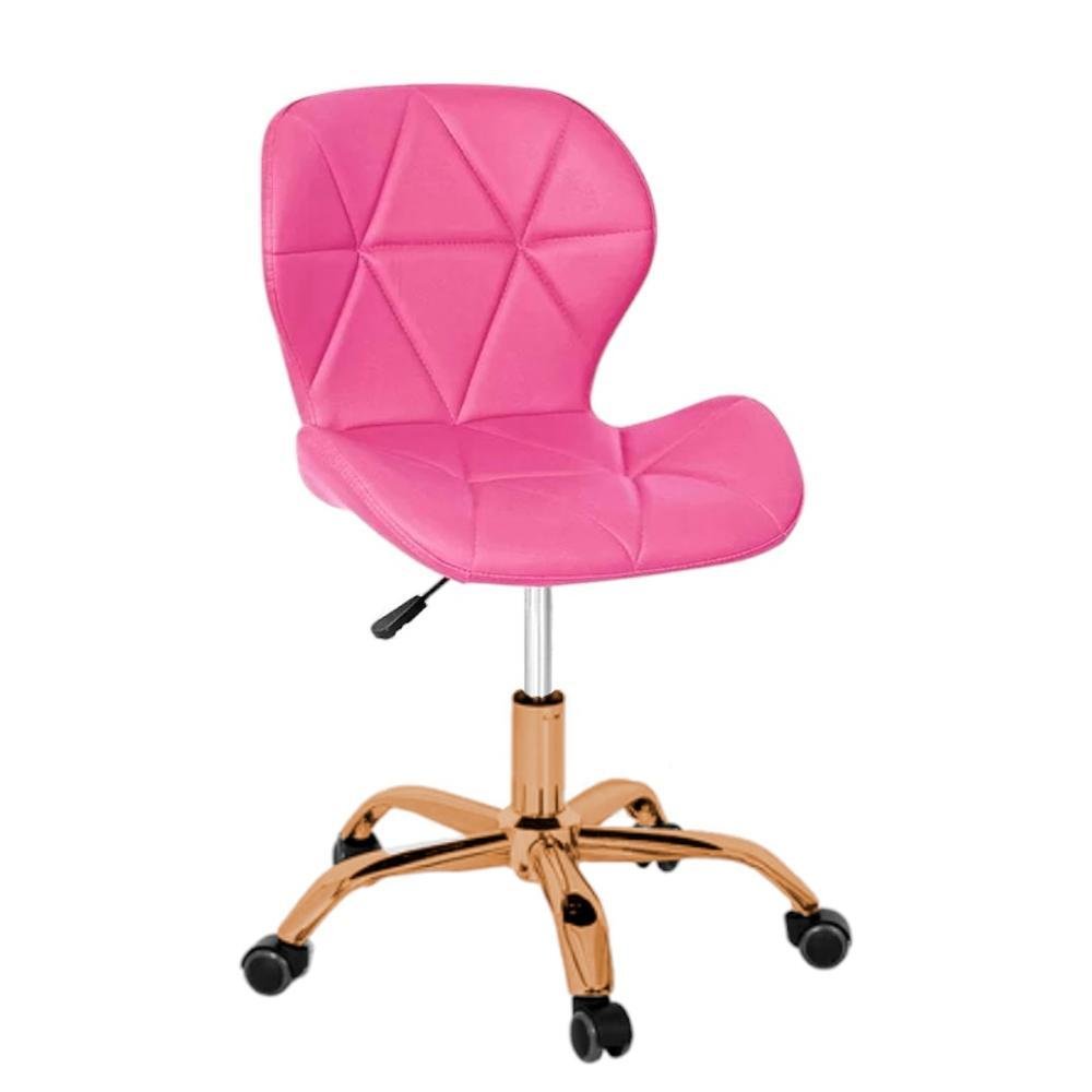 Cadeira Office Eiffel Slim Base Giratória Rosa - Red Gold