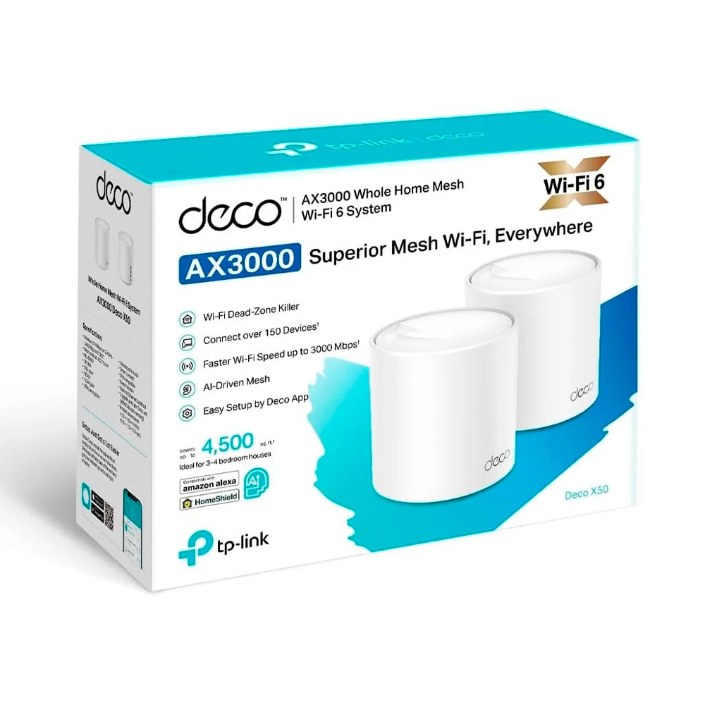 Imagem 2 de 5 do produto Roteador Tp-link Deco X50, WIFI 6 Mesh Gigabit, Dual Band Ax3000 C/ 2