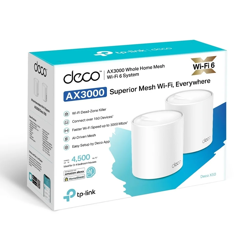 Imagem 4 de 5 do produto Roteador Tp-link Deco X50, WIFI 6 Mesh Gigabit, Dual Band Ax3000 C/ 2