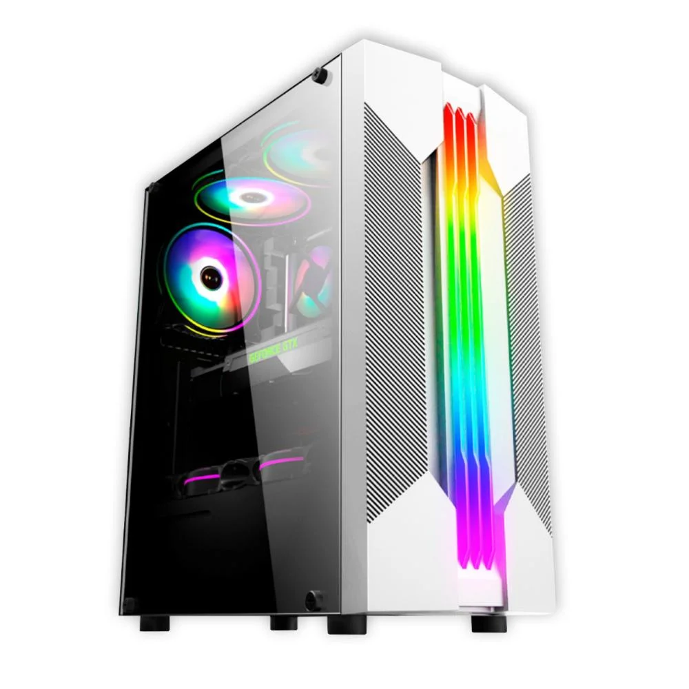 Gabinete Gamer K-mex Bifrost 6 Cg-w1a9 LED RGB, ATX,  Lateral Em Vidro Temperado, Branco