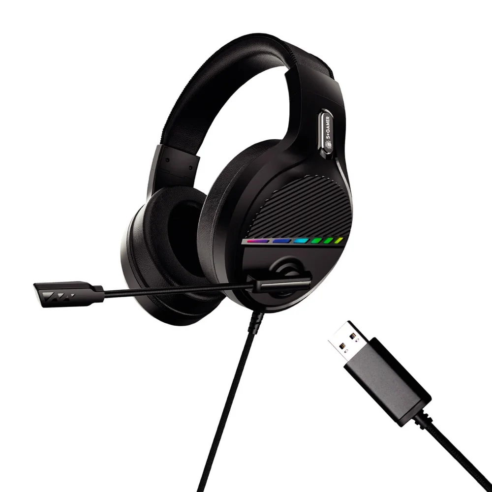 Imagem 2 de 5 do produto Headset Gamer Com Fio 5+, 7.1, LED, RGB, Microfone, Cabo USB, 2 Metros