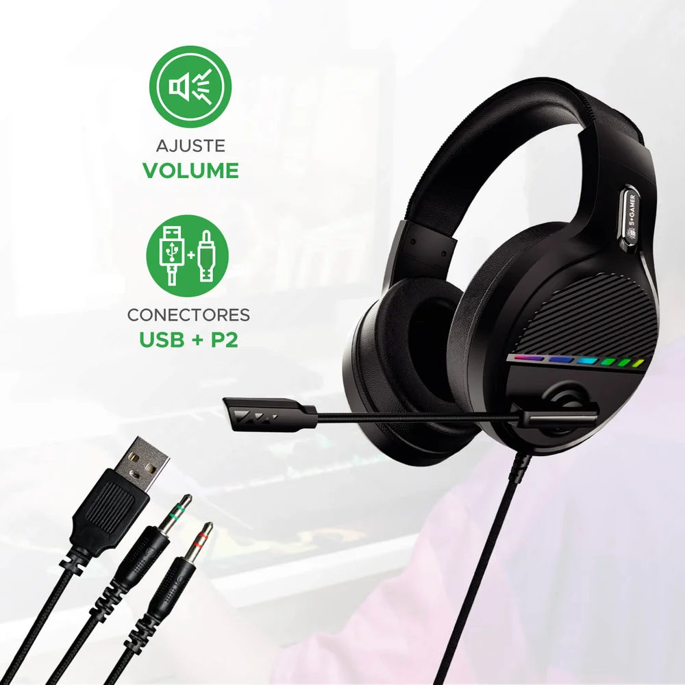 Imagem 4 de 5 do produto Headset Gamer 5s Y5-1000, USB, P2, Para PS3, PS4, Xbox, PC