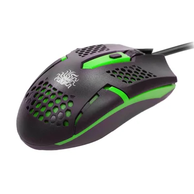 Mouse 5+ Gamer Start 2.0, 1500 DPI, USB, Ergonômico, Preto e Verde - 015-0091