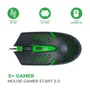 Mouse 5+ Gamer Start 2.0, 1500 DPI, USB, Ergonômico, Preto e Verde - 015-0091