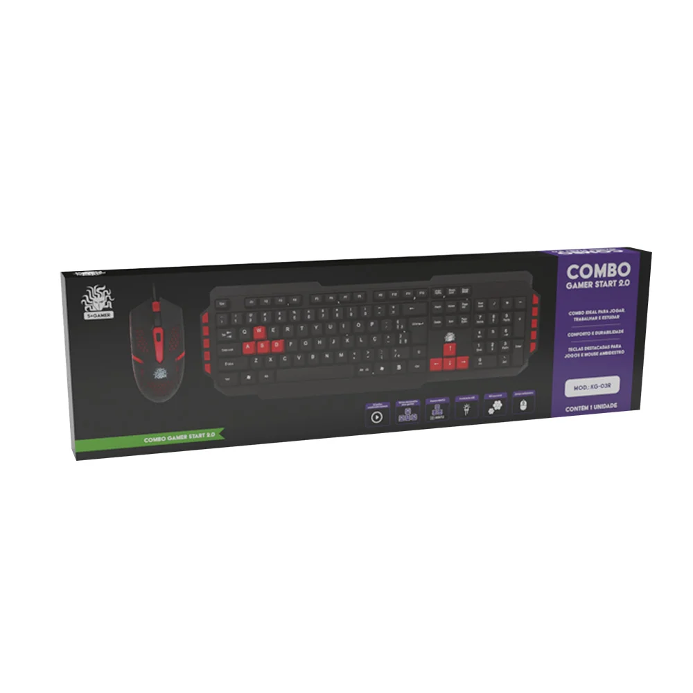 Imagem 4 de 5 do produto Kit Gamer Teclado e Mouse 5+ Start 2.0, Ergonômico, Ambidestro