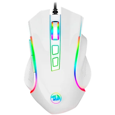 Mouse Gamer Com Fio Redragon Griffin, 7200 Dpi, 6 Botões, RGB, USB, Branco - M607W Rgb