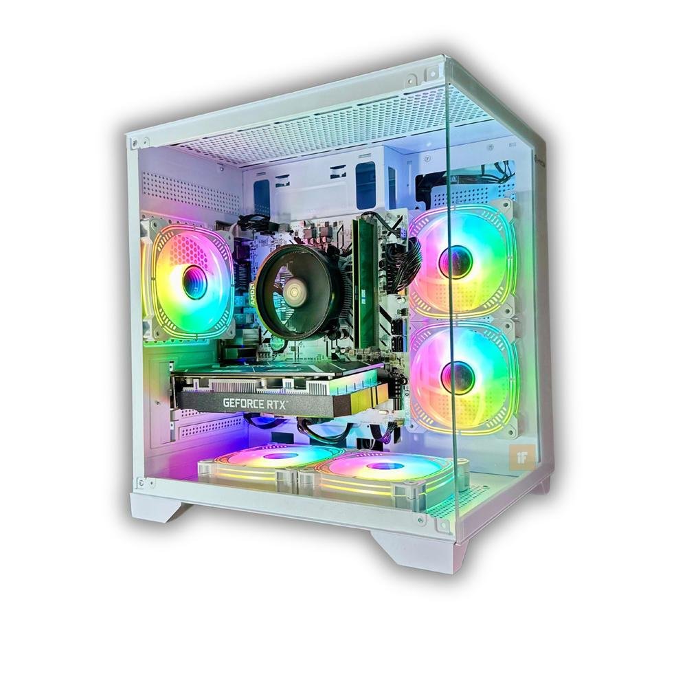 PC Gamer Aquário Ryzen 5 5500, 16GB RAM DDR4, Nvidia RTX3050 6GB, SSD 512GB, Branco, Windows 11 trial