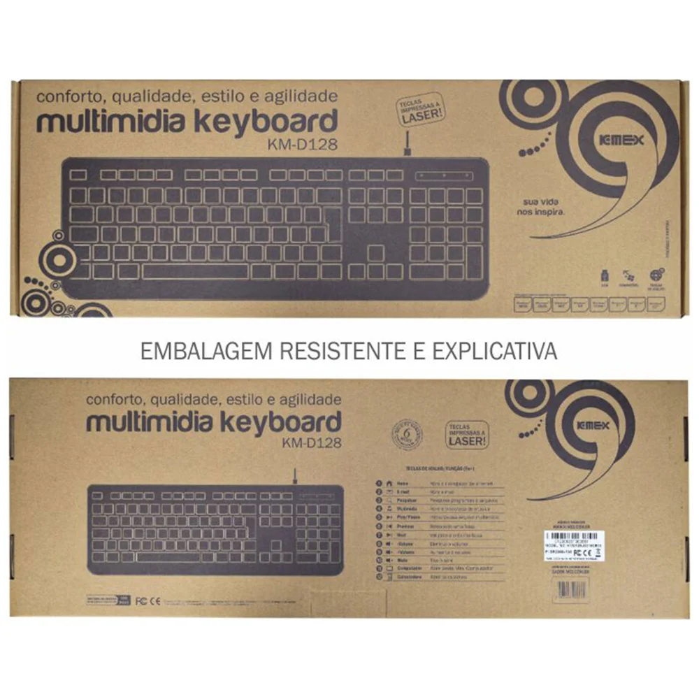Teclado Kmex ABNT2 Multimidia Preto Kmd128 KaBuM