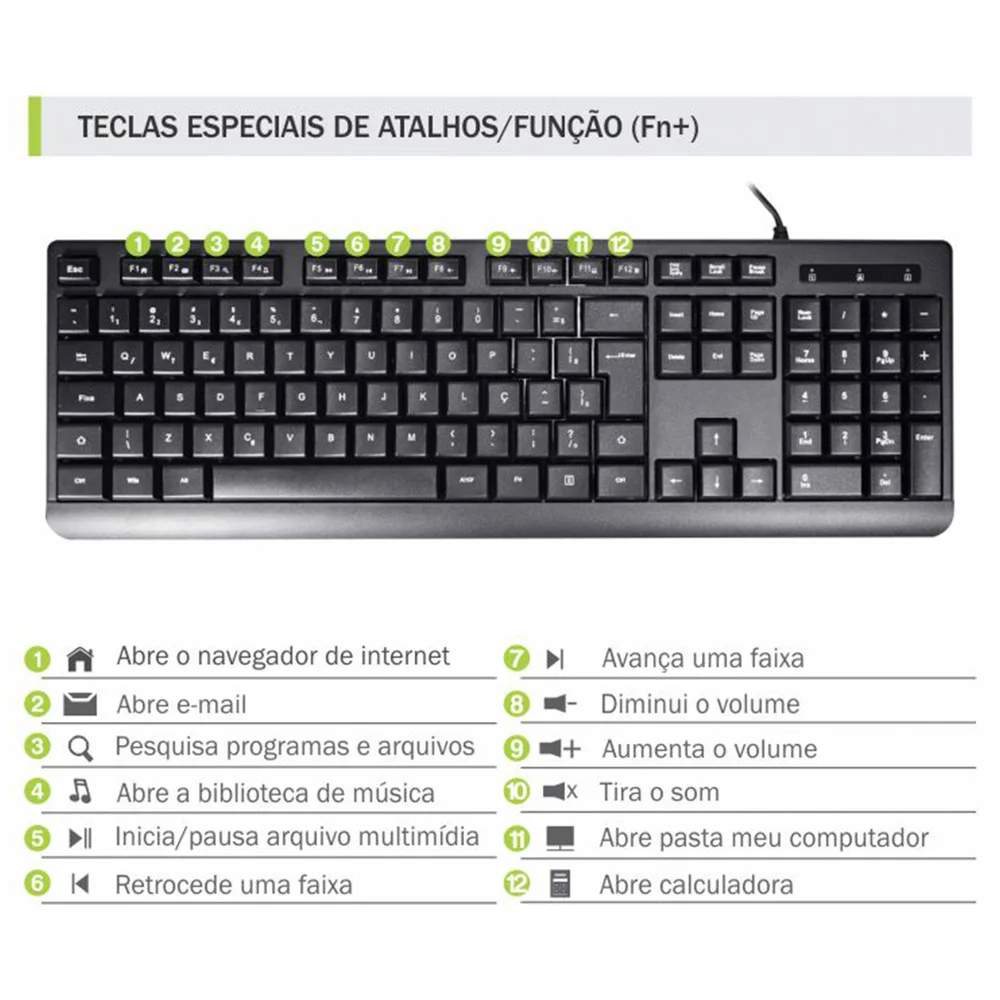 Imagem 4 de 5 do produto Teclado K-mex, ABNT2  Multimidia,  Preto - Km-d128