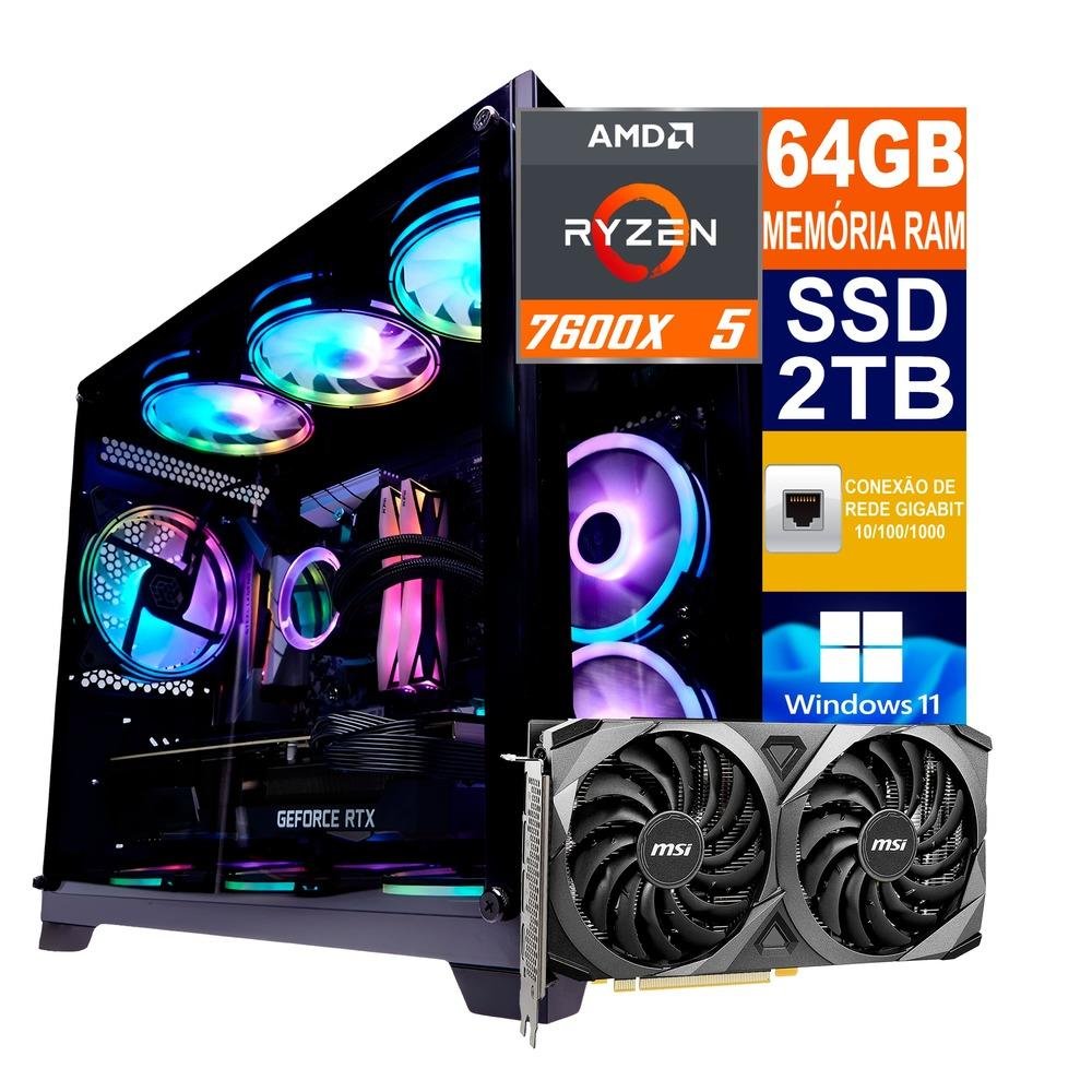 PC Gamer AMD Ryzen 5 7600x KaBuM