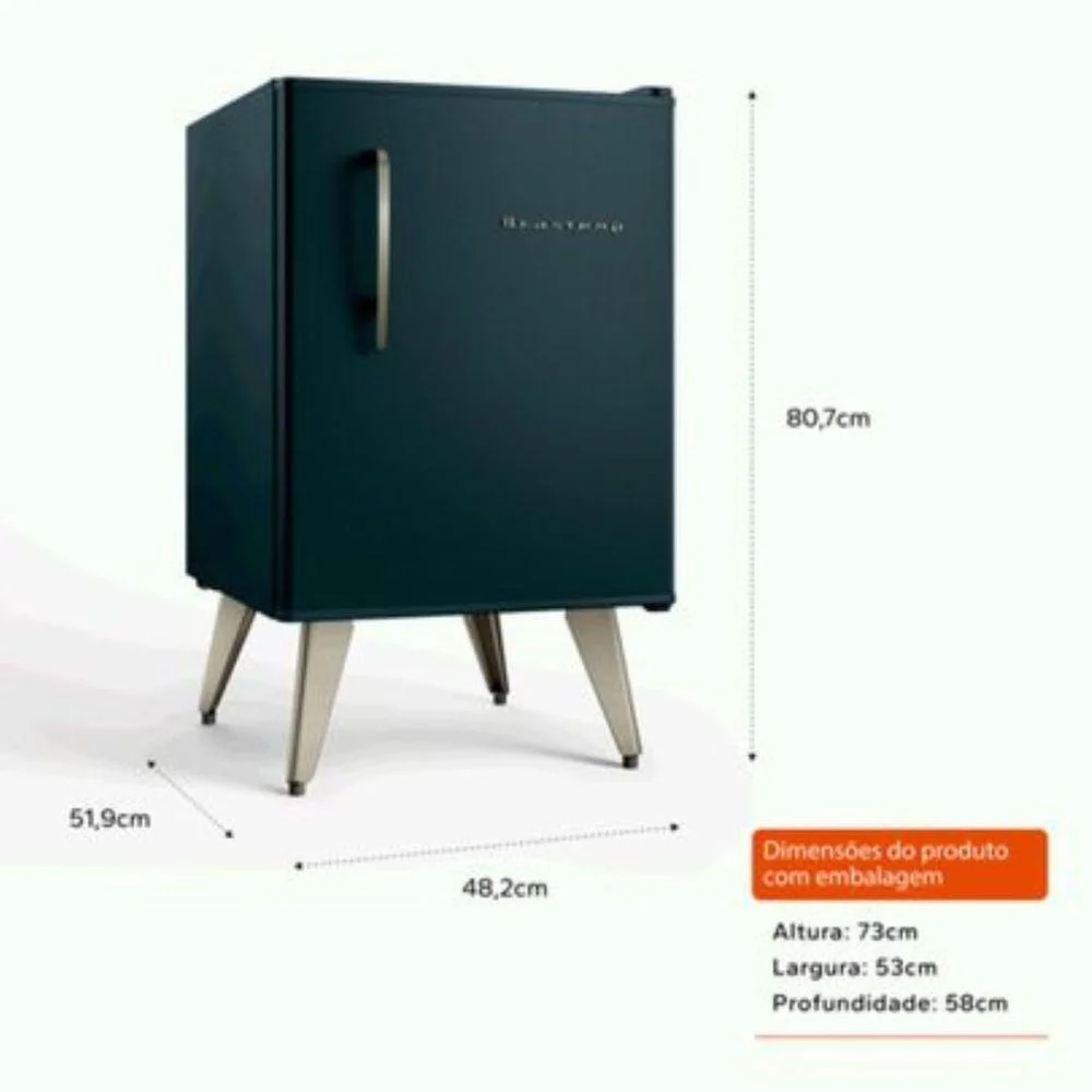Imagem 3 de 5 do produto Frigobar Brastemp Retrô 76l Verde 110v Bra08hnana