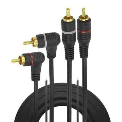 Cabo Coaxial Rca Duplo, Para Som Automotivo, 90° Graus, 5 Metros