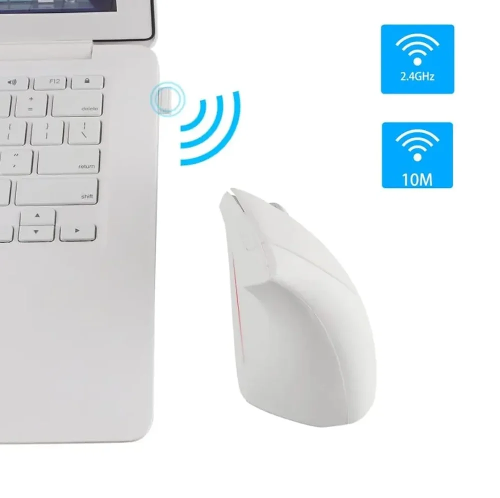 Imagem 3 de 5 do produto Mouse Óptico Vertical Sem Fio, Bluetooth, Para Mão Direita, Branco
