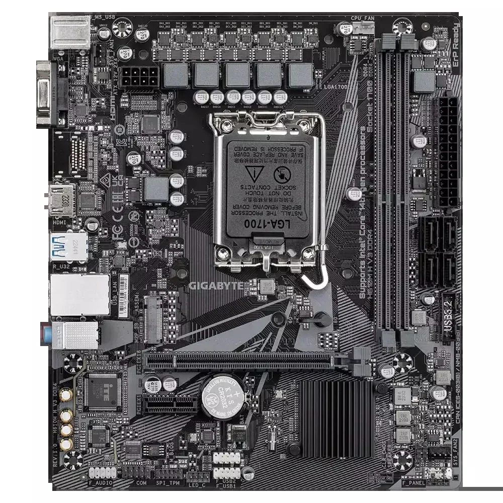 Imagem 2 de 5 do produto Placa Mae Gigabyte Intel H610m H V3, Matx, LGA  1700, M.2 Nvme 2x, DDR4 Max. 64GB 1x D-sub 1x HDMI 2x USB