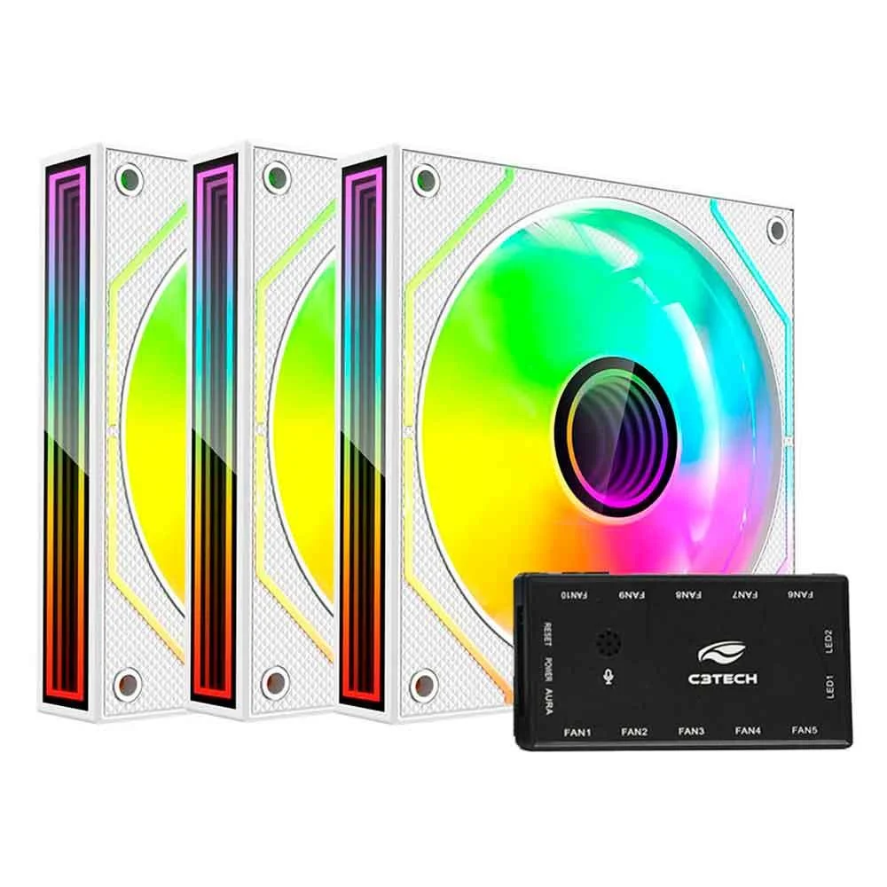 Kit Cooler C3tech RGB F9-l650whRGB Com Controladora 4