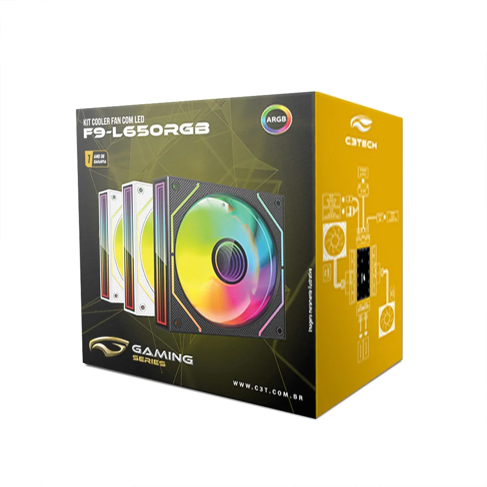 Kit Cooler C3tech RGB F9-l650whRGB Com Controladora 5