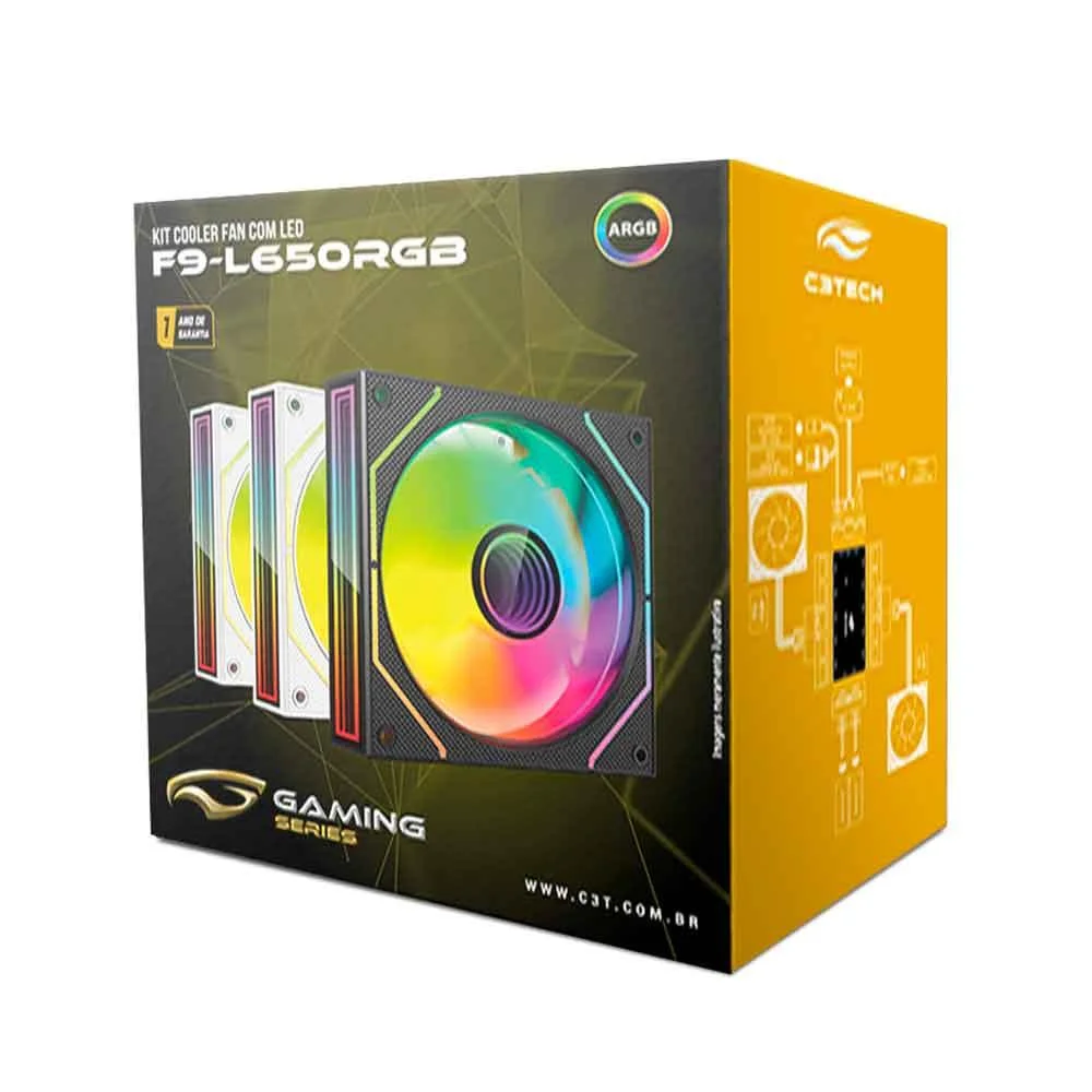 Kit Cooler C3tech RGB F9-l650whRGB Com Controladora 8