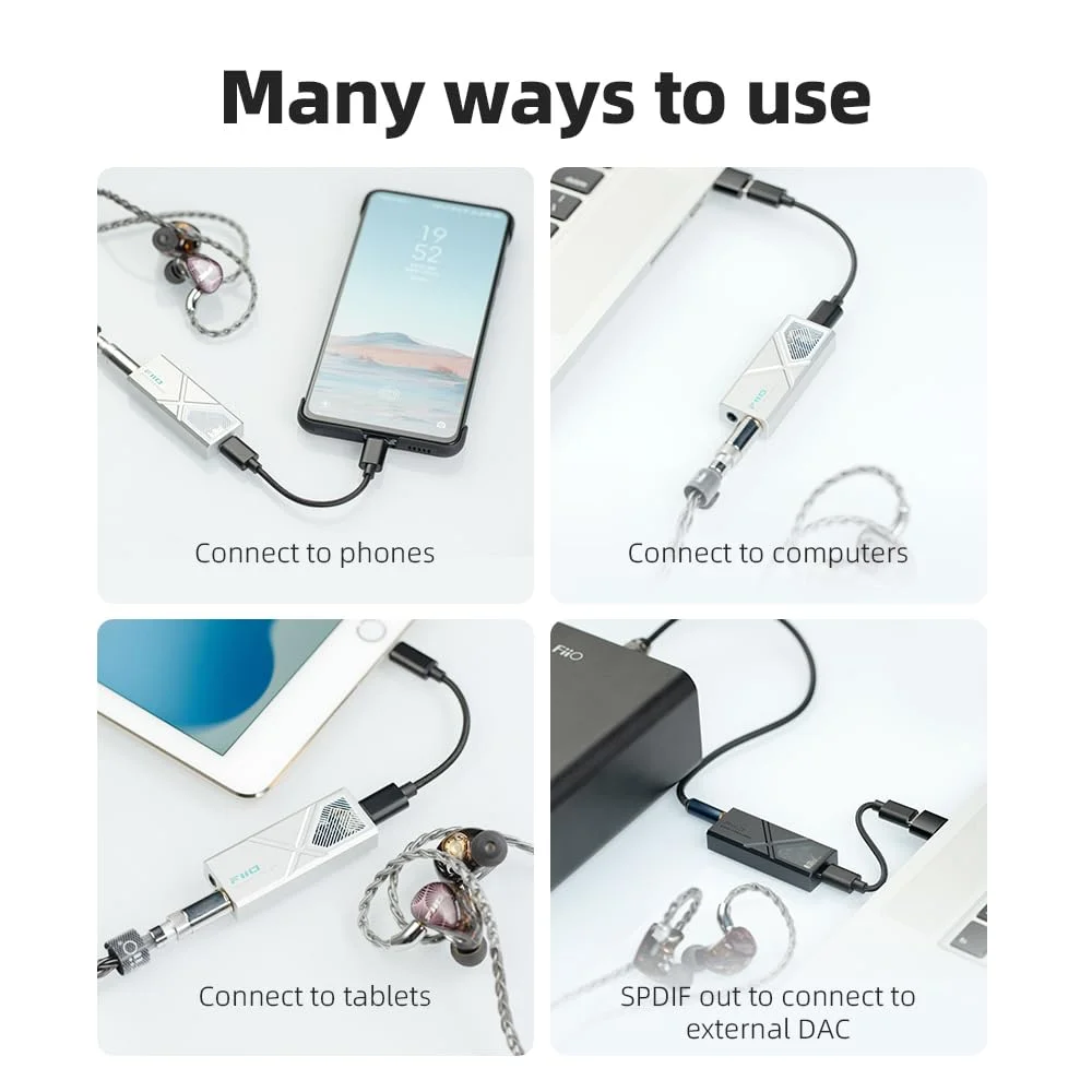 Imagem 2 de 5 do produto Amplificador / Dac De Fone De Ouvido Fiio Ka13 Portátil Usb E Lightning
