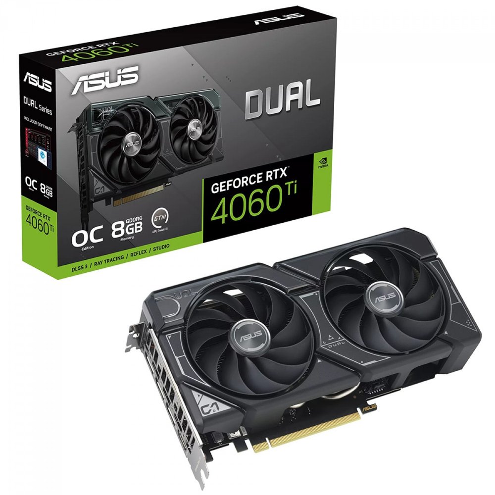  Asus Dual NVIDIA GeForce RTX 4060 TI EVO OC, 8GB, GDDR6, 128 Bits - DUAL-RTX4060TI-O8G-EVO
