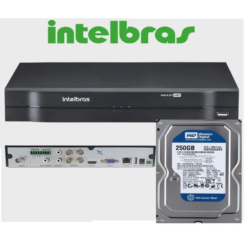 Dvr Gravador Intelbras 4 Canais Full Hd + Hd 250gb