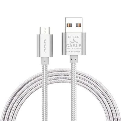 Cabo Carregador   Pineng Fast Celular Android Micro Usb V8 Nylon 1,5m Transfere Dados E Carrega Rapido