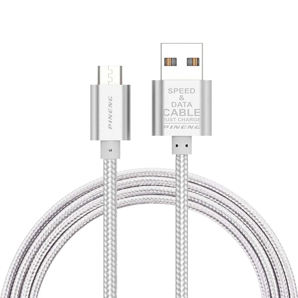 Cabo Carregador Pineng Fast Celular Android Micro Usb V8 Nylon 1,5m Transfere Dados E Carrega Rapido