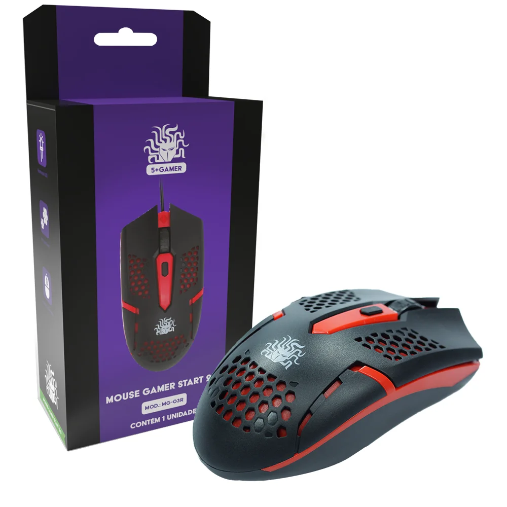 Mouse Gamer Ergonômico Start 2.0 Design Ambidestro 5+ Gamer Mouse Gamer Ergonômico Start 2.0 Design Ambidestro 5+ Gamer