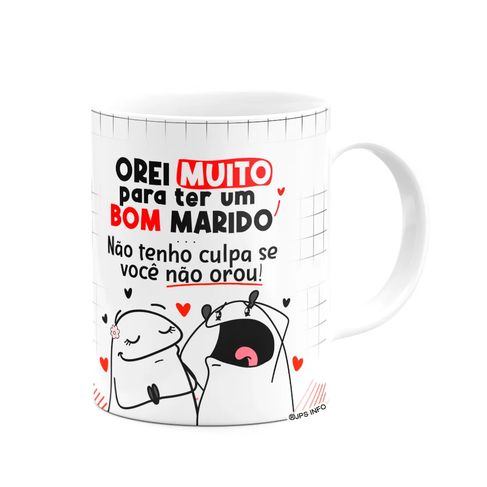 Imagem 2 de 3 do produto Caneca Flork Namorados - Orei Muito Para Ter Um Bom Marido