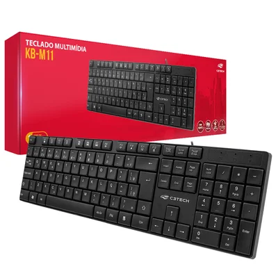Teclado Multimídia C3tech, Abnt2, USB, Preto - Kb-M11bk