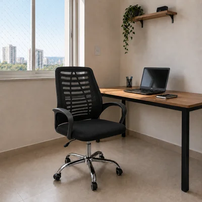 Cadeira De Escritório Esteirinha Mesh, Ergonômica Giratória — foto 2
