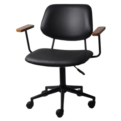 Cadeira Office Riga Com Braço Courino Preto Com Base Rodizio Preta - 74359