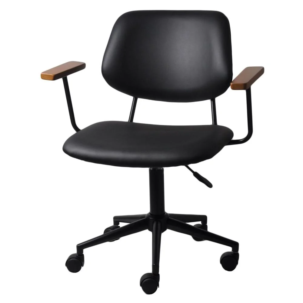 Cadeira Office Riga Com Braço Courino Preto Com Base Rodizio Preta - 74359