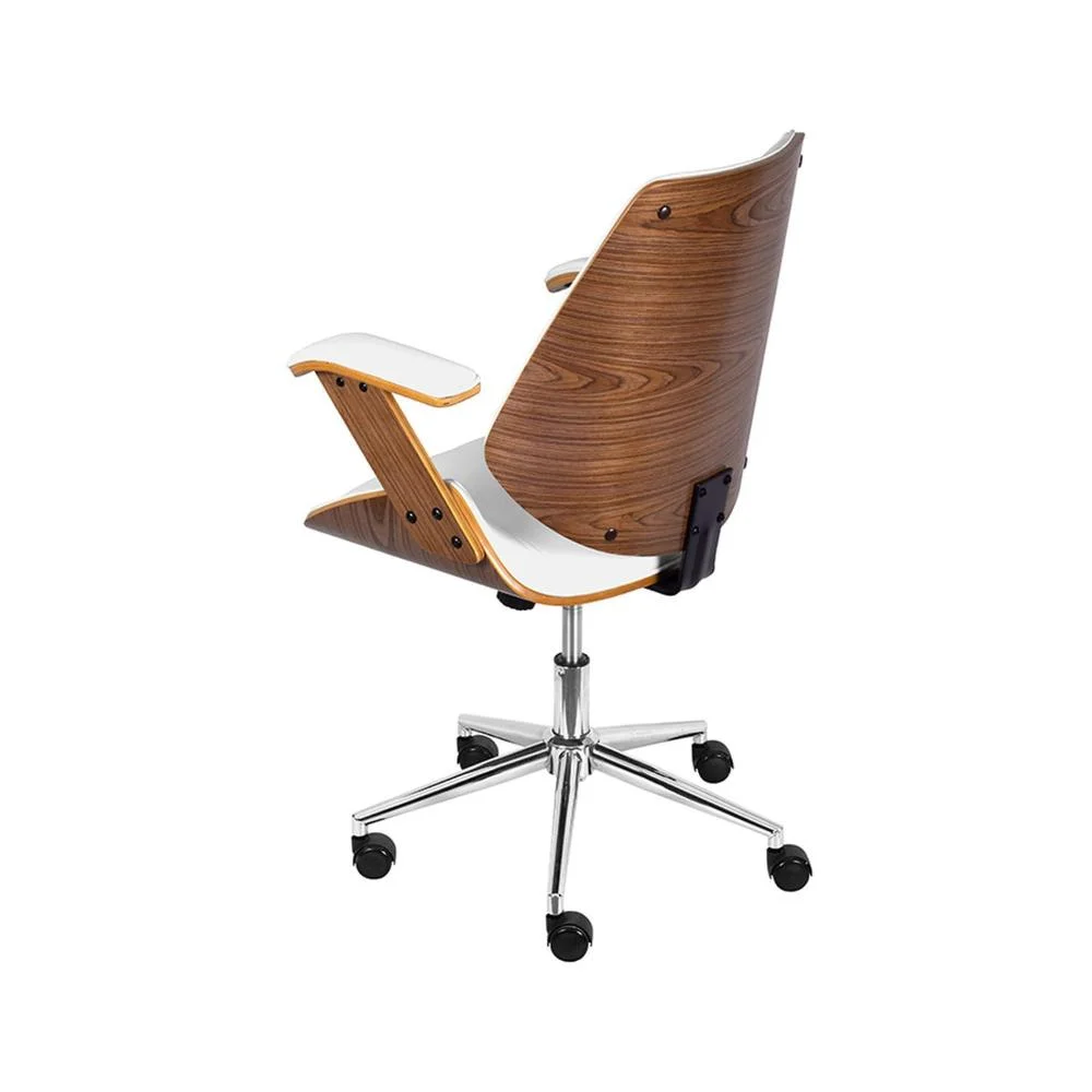 Imagem 4 de 4 do produto Cadeira Office Bergen Baixa Com Braço Courino Branco Com Base Rodizio Cromada - 74356