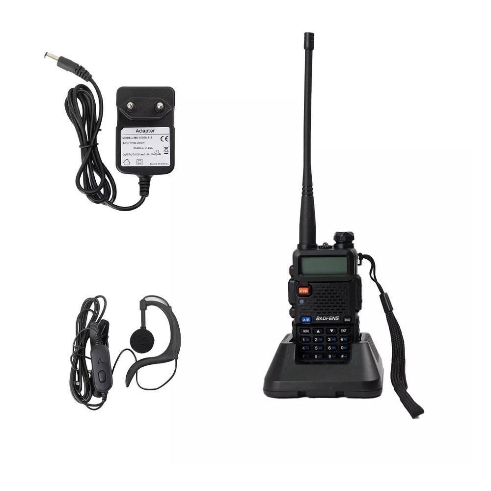 Rádio Walk Talk Comunicador Baofeng Uv-5r Dual Band Uhf Vhf Fm Com Fone