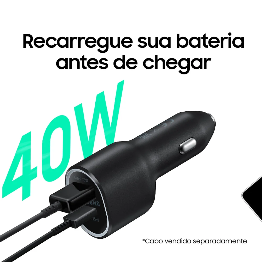 Imagem 2 de 5 do produto Carregador Veicular Super Rápido 40w Usb Dupla Preto