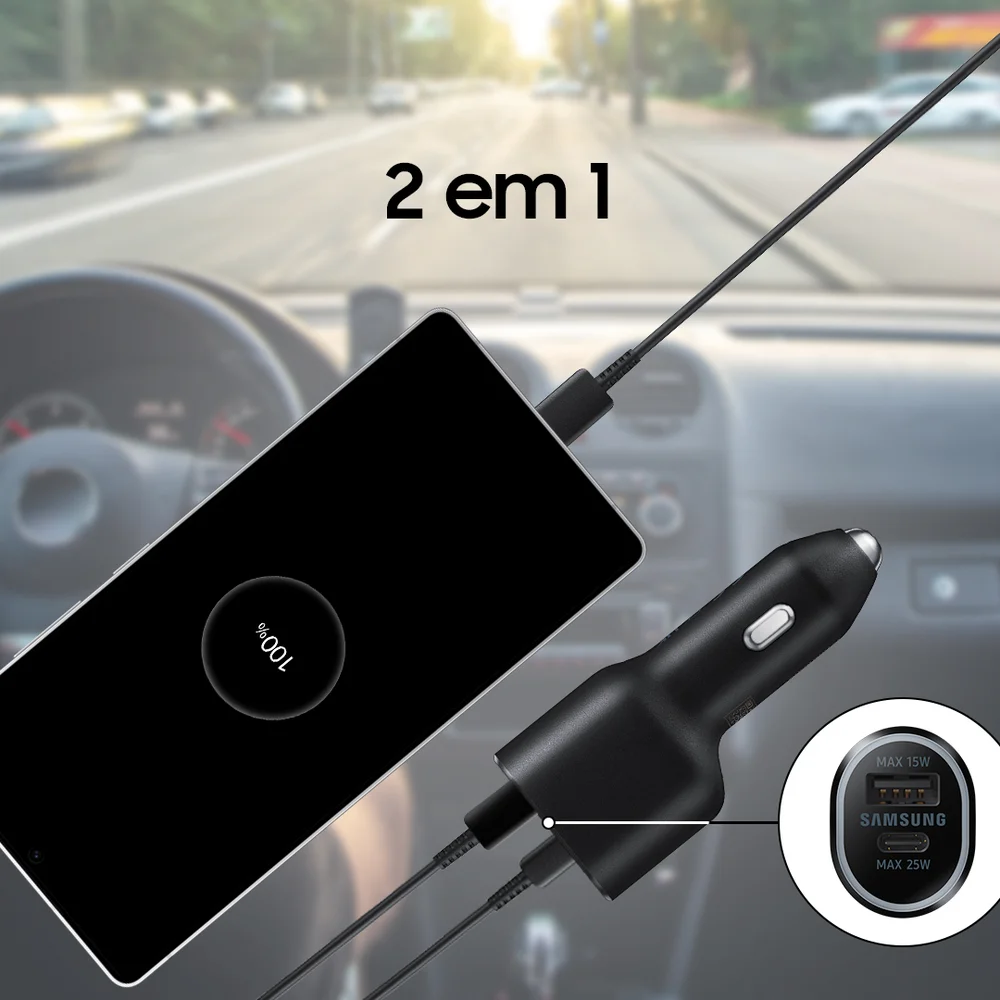 Imagem 5 de 5 do produto Carregador Veicular Super Rápido 40w Usb Dupla Preto