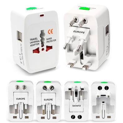 Adaptador Tomada Universal Viagem Internacional Uk Eua Europa Asia C/ 2 Usb Compatível Com Todos Os Países