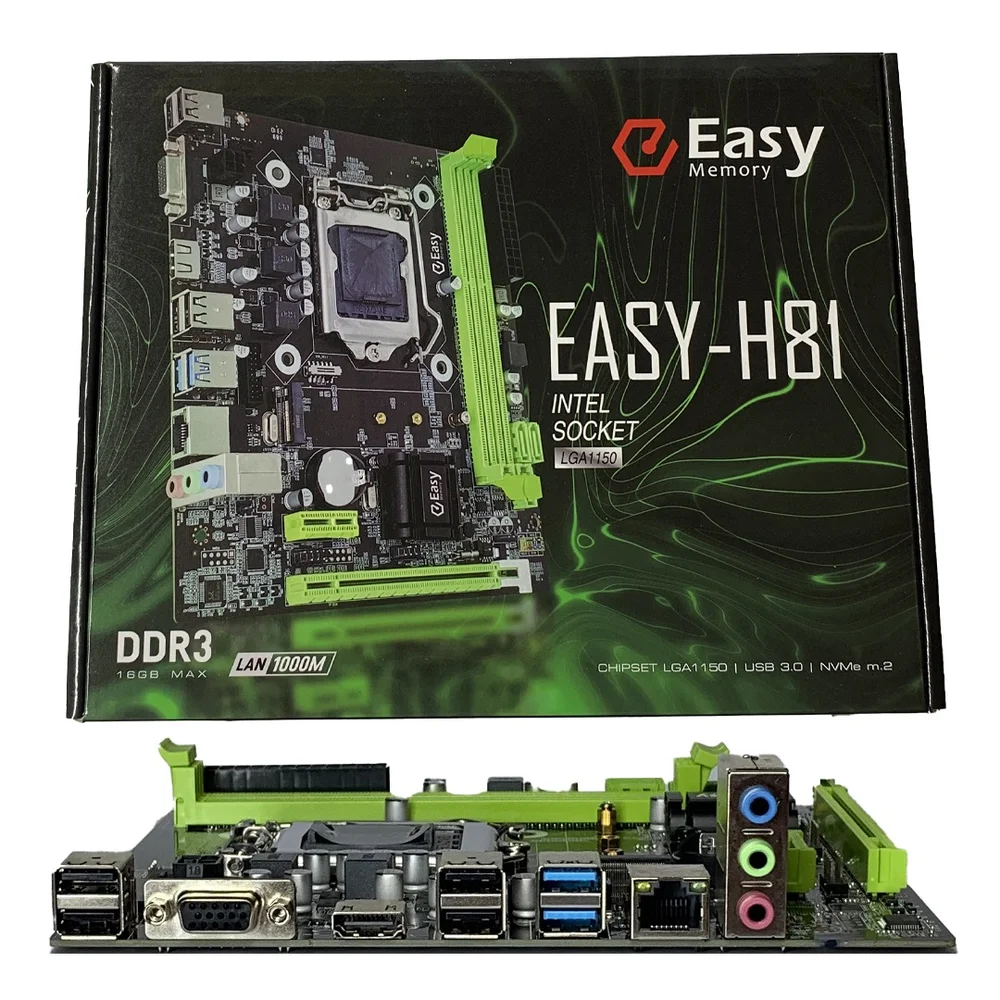 Placa Mãe Easy H81 Intel LGA 1150 Eletronic Artssy, Para Intel de 4 e 5 Geração, DDR3 5