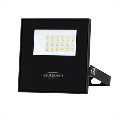Refletor Blumenau De LED Slim 20w Preto Bivolt 3000k Luz Quente